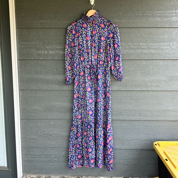 NEW Emerson Fry Purple and Blue Cuffed Sleeve Maxi Sundress - Picture 2 of 13
